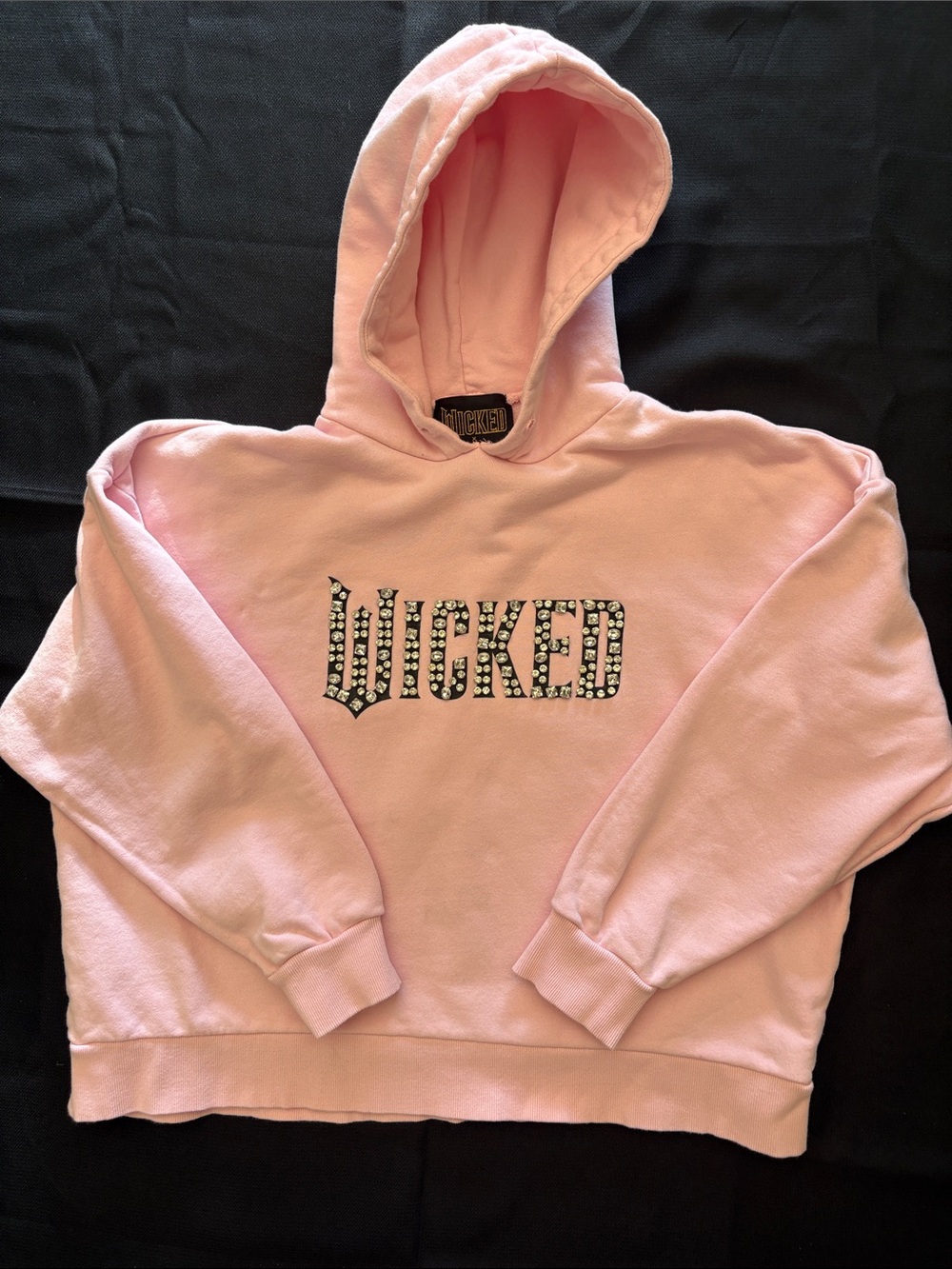 Forever 21 Light Pink Hooded Sweatshirt with 'Wicked' Studded Logo